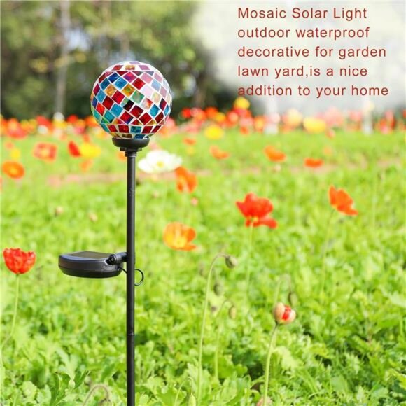 Mosaic Solar Lights Outdoor Decor Pathway Light Waterproof LED Stake Light - Picture 5 of 7
